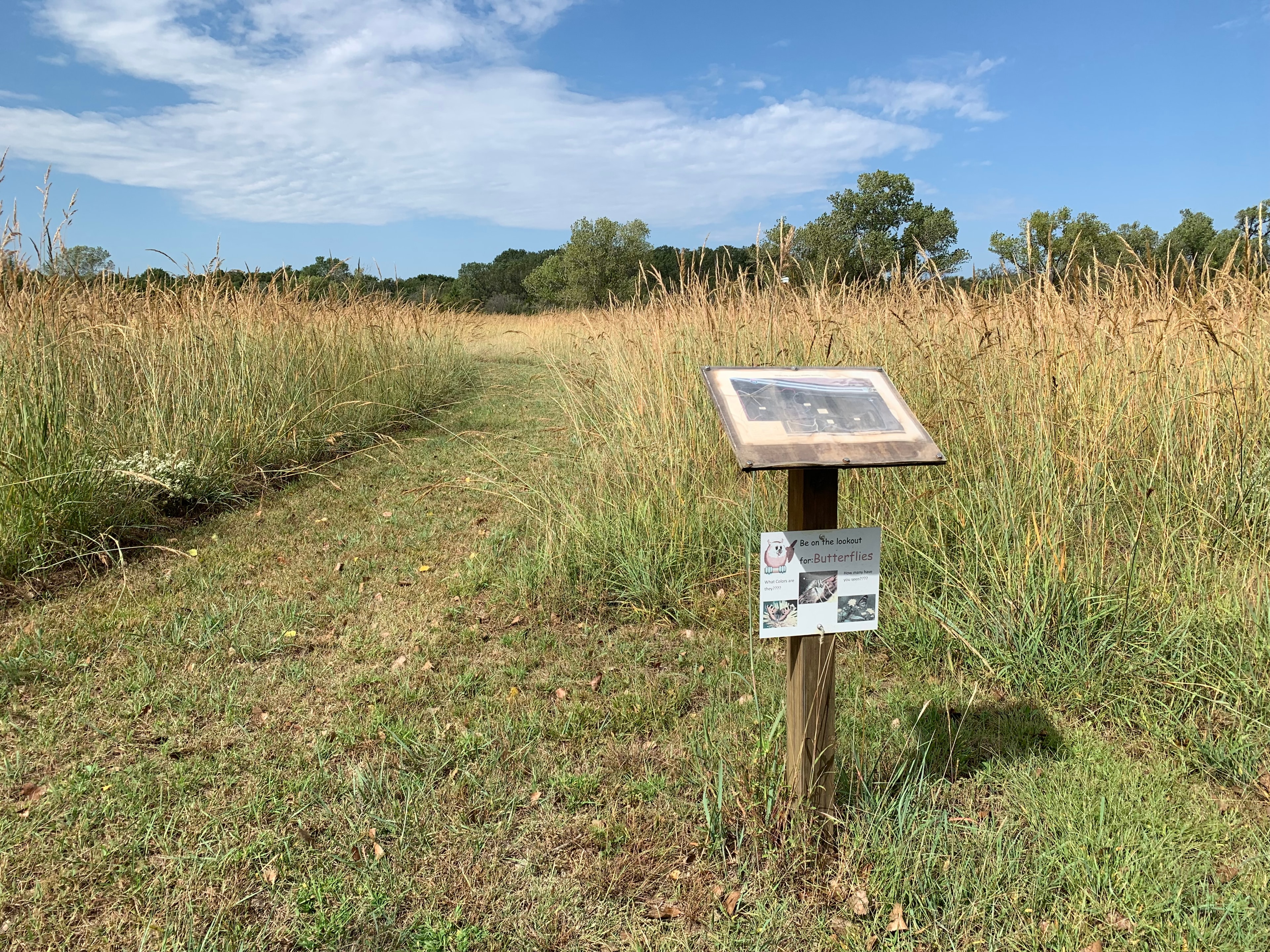 Sanctuary prairie with interpretive signage